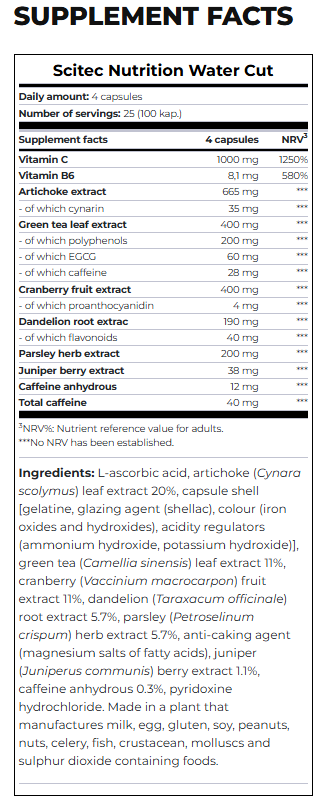 SCITEC WATER CUT 100 Caps - Image 2